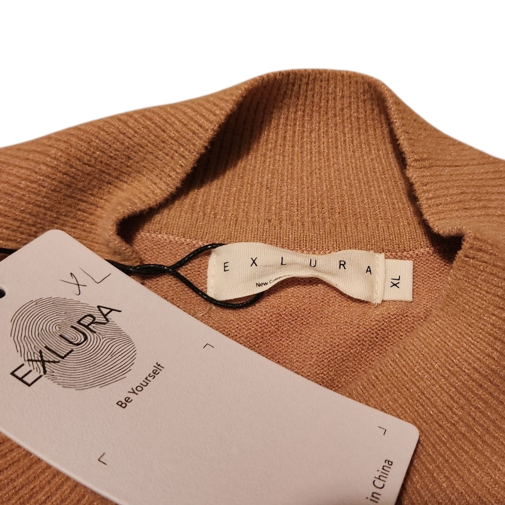 Women’s XL Exlura Tan Knit Long Sleeve Pullover Dress - Picture 2 of 4